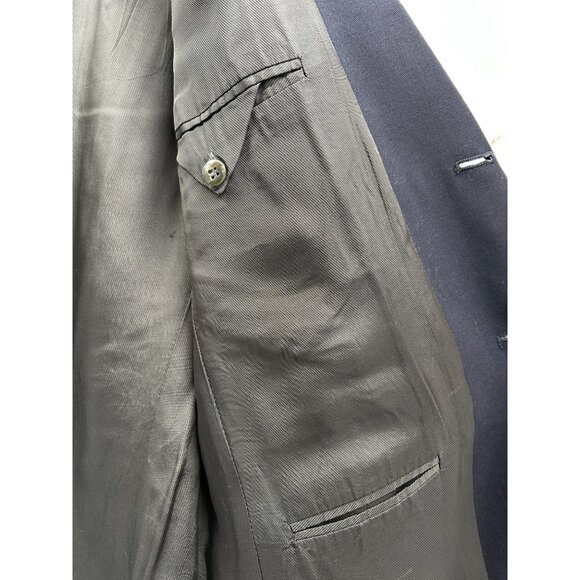 Vtg Oscar de la Renta Blazer Jacket Mens 46R Navy Wool 2-Button Gold Crest - Picture 10 of 10